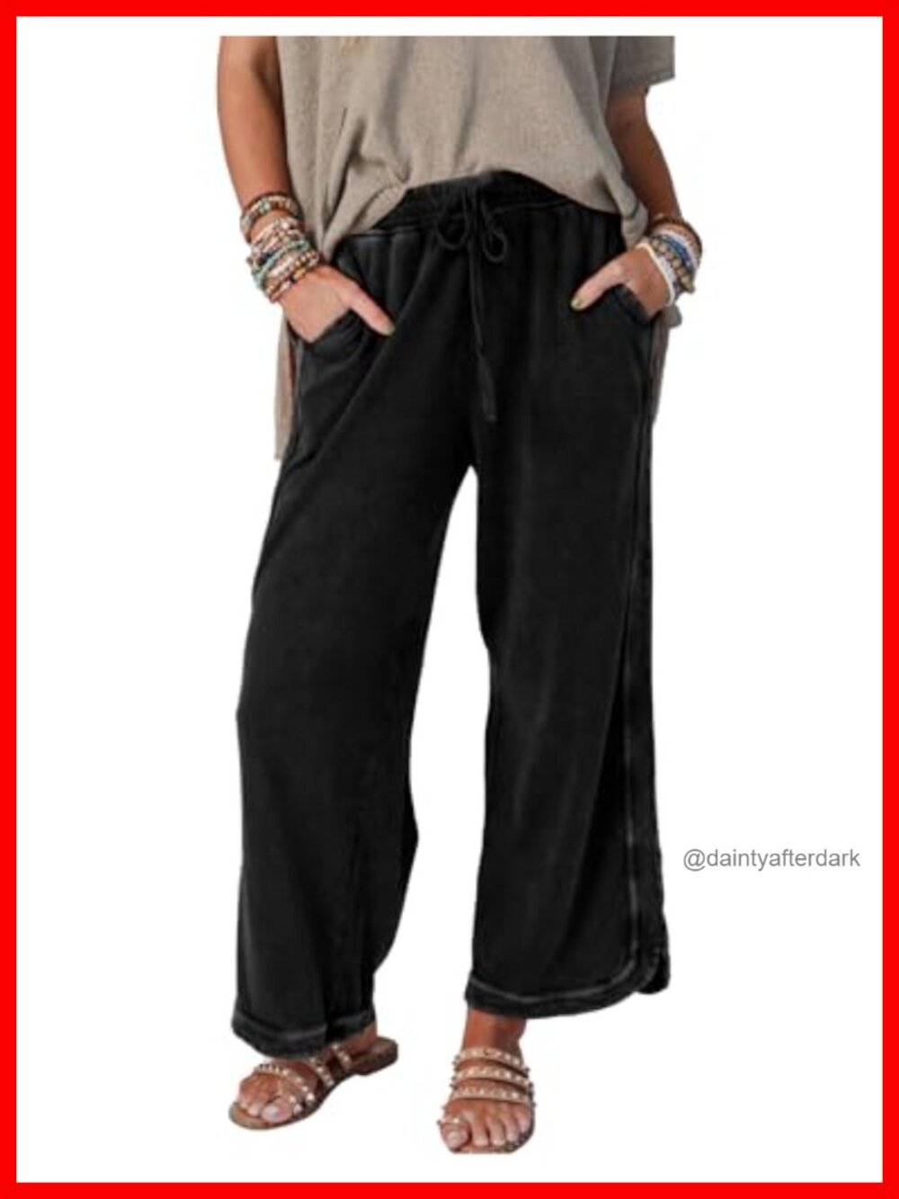 High Waist Wide Leg Drawstring Sweatpants Baggy Athletic Trousers with Pockets